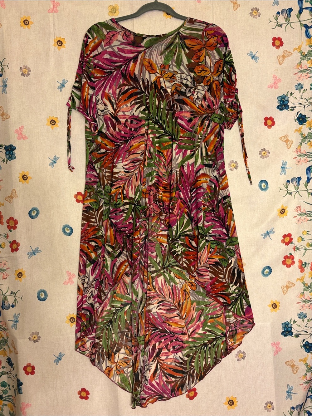 Cha Cha Vente Mesh Tropical Leaf High/Low Dress or swim coverup